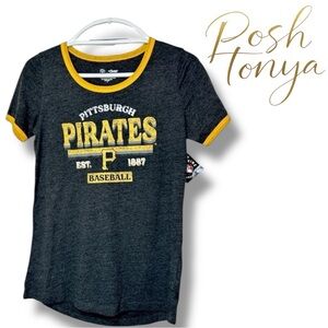 Pittsburgh Pirates Short Sleeve Crew Neck Ringer Tee Gray Size S Fangear NWT